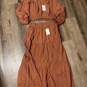 Rust Maxi Skirt and Top Set